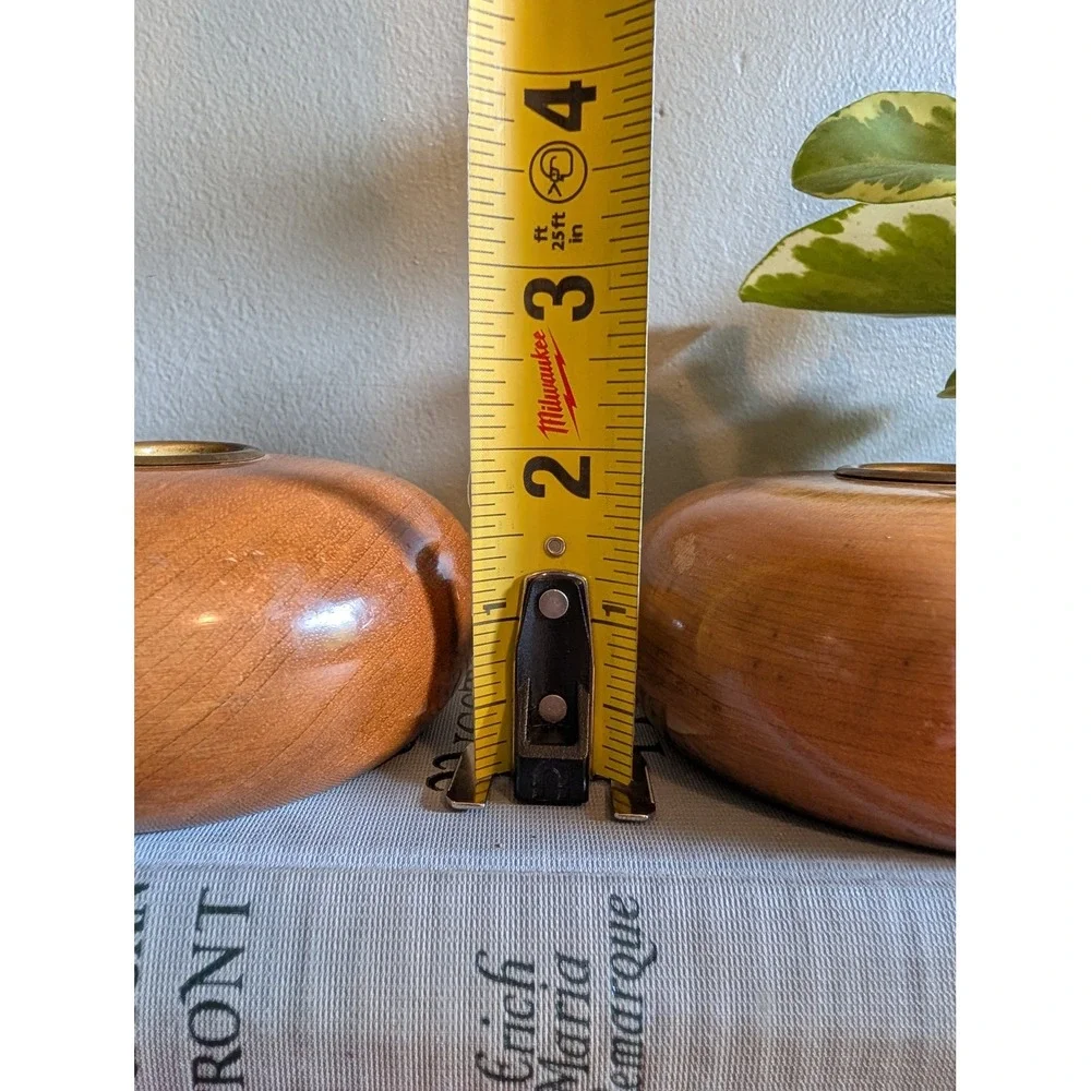Vintage MCM Myrtlewood Hand Turned Wood Taper Candle Holders Set of 2